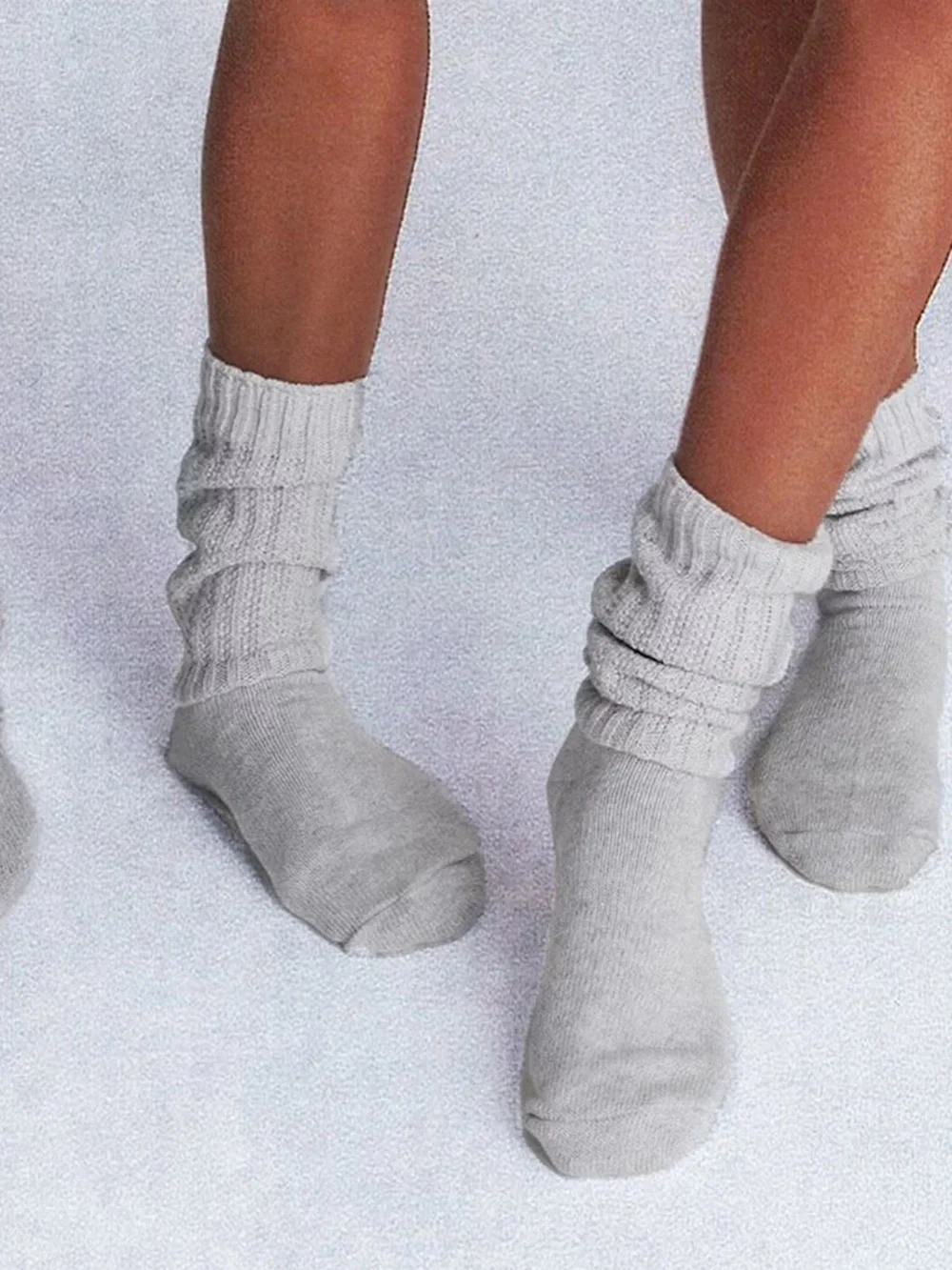 SKIMS Light Gray Slouch Sock OSFM Ribbed Crew Socks